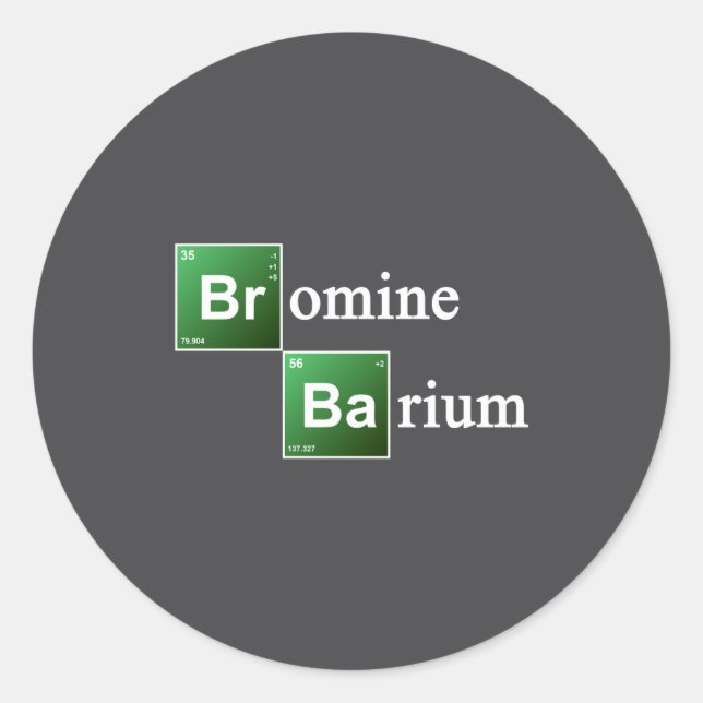 Bromine And Barium Periodic Table Chemistry Elemen Classic Round Sticker (Front)