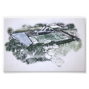 Bromley FC Hayes Lane Stadium Artistic Aerial View Photo Print