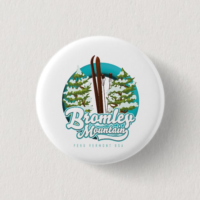 Bromley Mountain Peru Vermont US Ski logo 3 Cm Round Badge (Front)