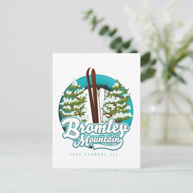Bromley Mountain Peru Vermont US Ski logo Postcard (Standing Front)