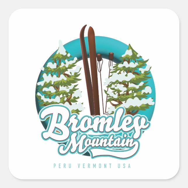 Bromley Mountain Peru Vermont US Ski logo Square Sticker (Front)