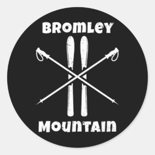 Bromley Mountain Vermont Skier Skiing Skis Ski Dow Classic Round Sticker