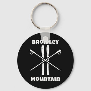 Bromley Mountain Vermont Skier Skiing Skis Ski Dow Key Ring