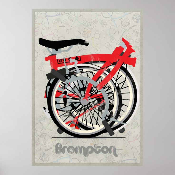 Brompton Bicycle Folded Poster | Zazzle