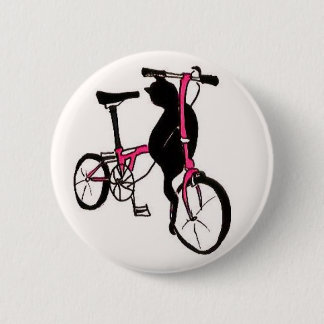 Brompton Black Cat in Pink 6 Cm Round Badge
