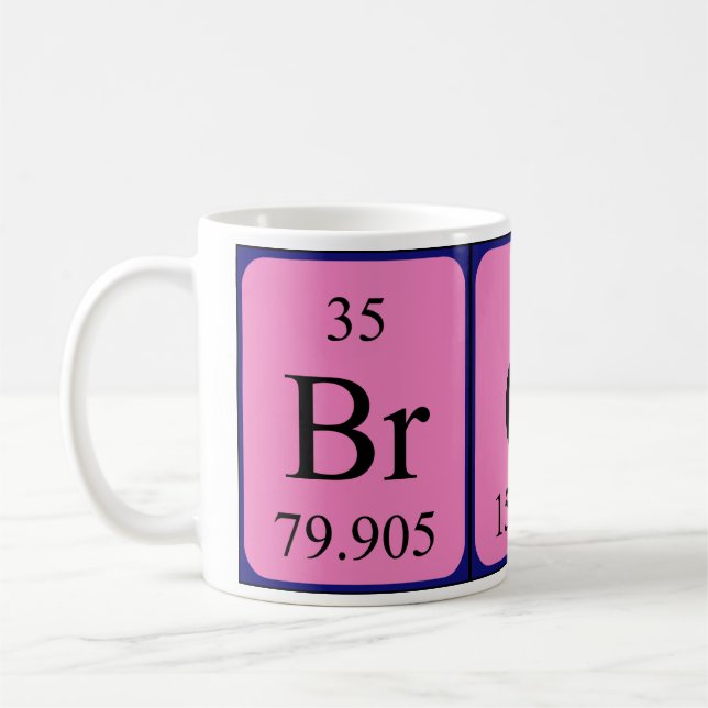 Bron periodic table name mug (Left)