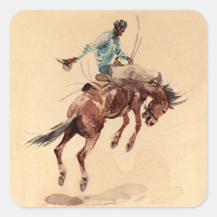 Bronc Rider 2 by Edward Borein Square Sticker