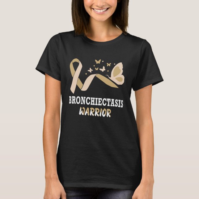 Bronchiectasis Awareness Pearl Ribbon Warrior Butt T-Shirt (Front)