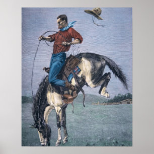 Bronco-Buster (colored engraving) Poster