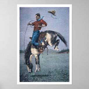 Bronco-Buster (coloured engraving) Poster