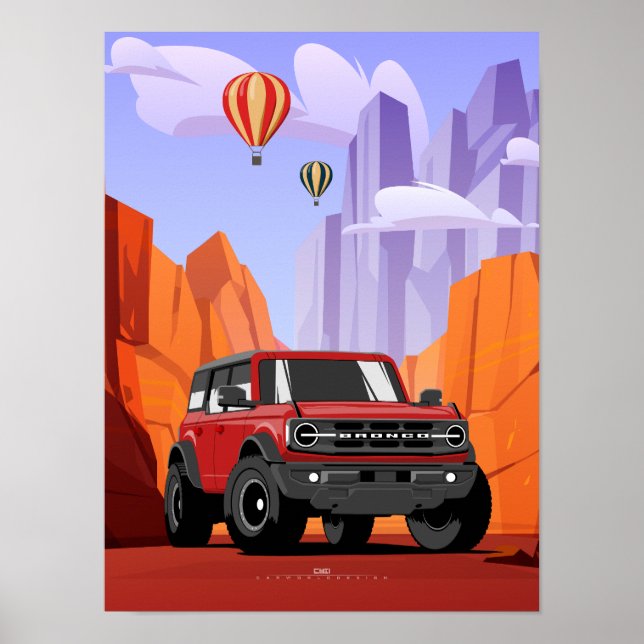 Bronco Off Road Adventure Vehicle Illustration Poster (Front)