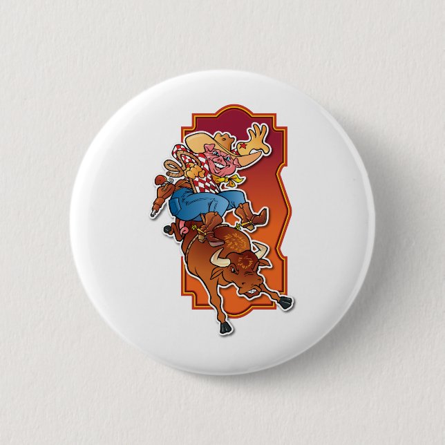 Bronco Pig 6 Cm Round Badge (Front)