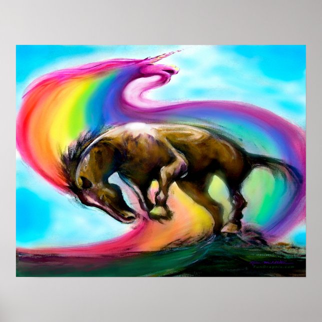 Bronco Rainbow Unicorn Poster (Front)