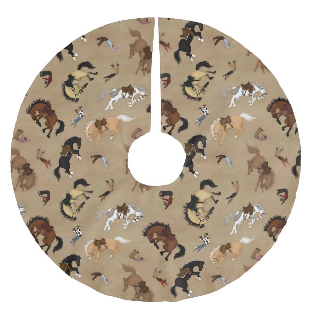 Broncs and Cowboys Brushed Polyester Tree Skirt (Front)