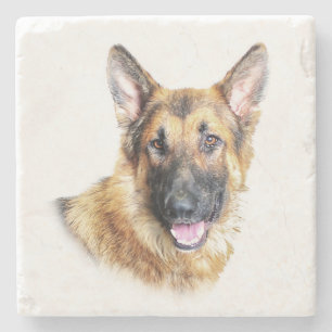 Bronson the German Shepherd marble coaster