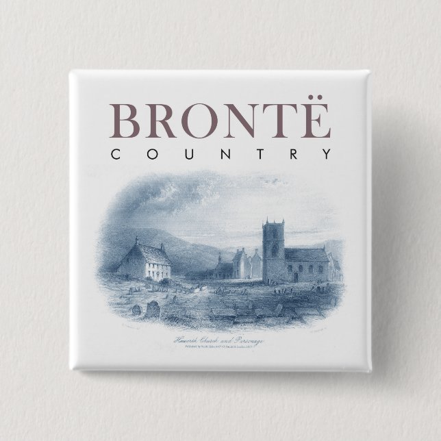 Bronte Country Haworth Church and Parsonage 15 Cm Square Badge (Front)