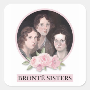 Bronte Sisters Portrait with Pink Roses Square Sticker