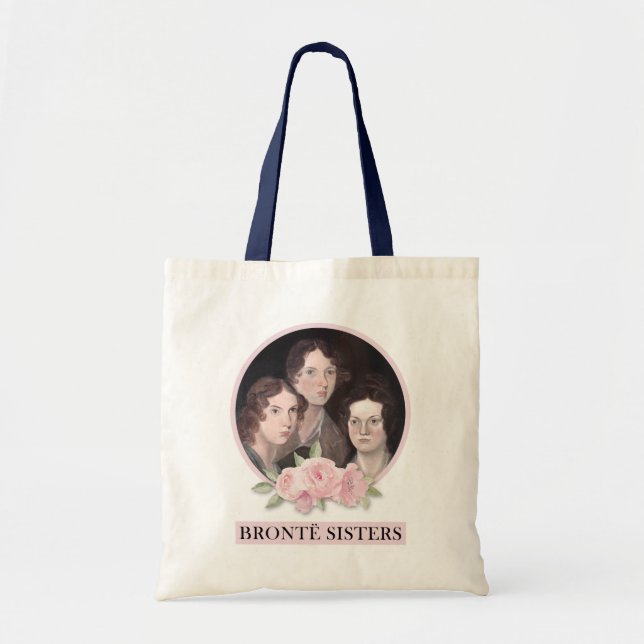 Bronte Sisters Portrait with Pink Roses Tote Bag (Front)