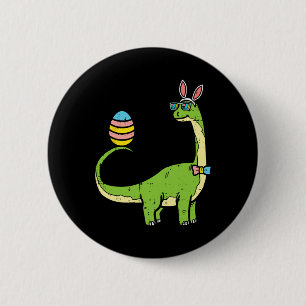 Brontosaurus Bunny Ears Egg Easter Day Dinosaur Di 6 Cm Round Badge