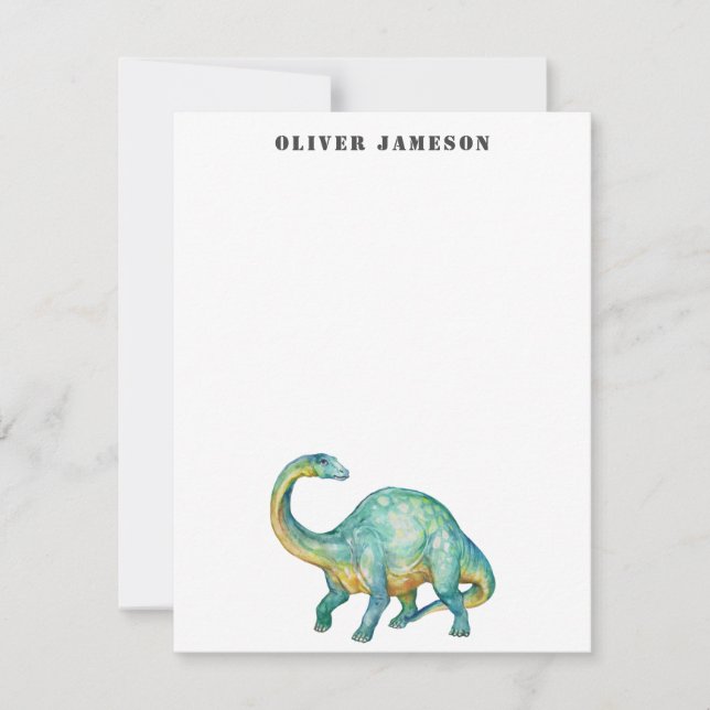 Brontosaurus Dinosaur  Note Card (Front)