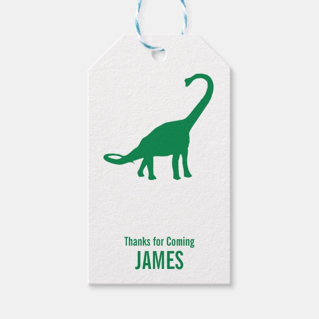 Brontosaurus Dinosaur Silhouette Birthday Gift Tag (Front)