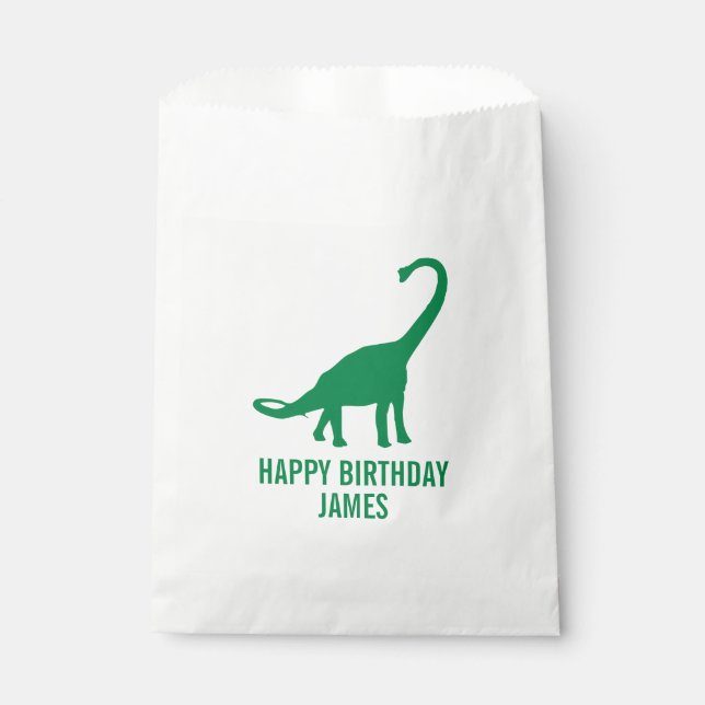 Brontosaurus Dinosaur Silhouette Birthday Goodie Favour Bags (Front)