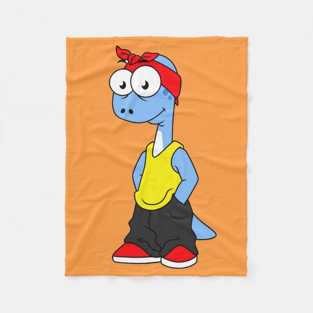 Brontosaurus Dressed In Hip Hop Clothing. Fleece Blanket (Front)