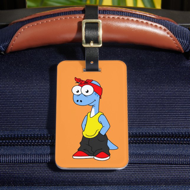 Brontosaurus Dressed In Hip Hop Clothing. Luggage Tag (Front Insitu 2)