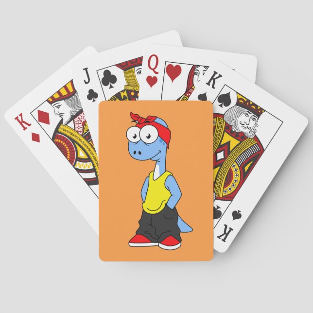 Brontosaurus Dressed In Hip Hop Clothing. Playing Cards (Back)