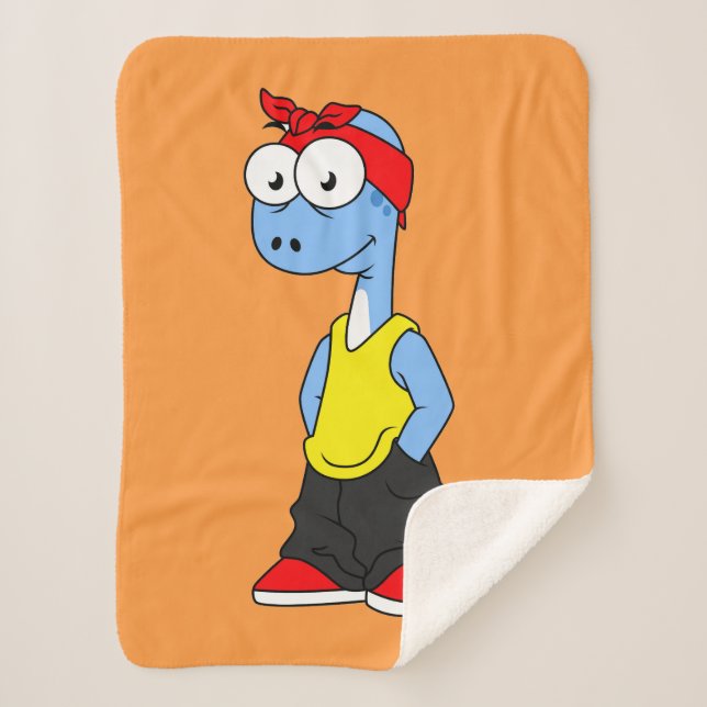 Brontosaurus Dressed In Hip Hop Clothing. Sherpa Blanket (Front)