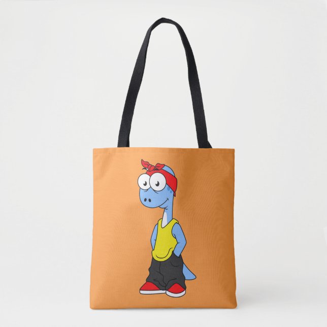 Brontosaurus Dressed In Hip Hop Clothing. Tote Bag (Front)