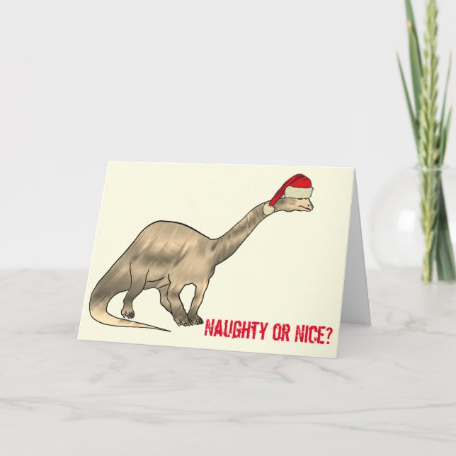 Brontosaurus Santa Funny Dinosaur Festive Slogan Card (Front)