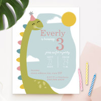 Brontosaurus Sky Dinosaur Girl's Birthday