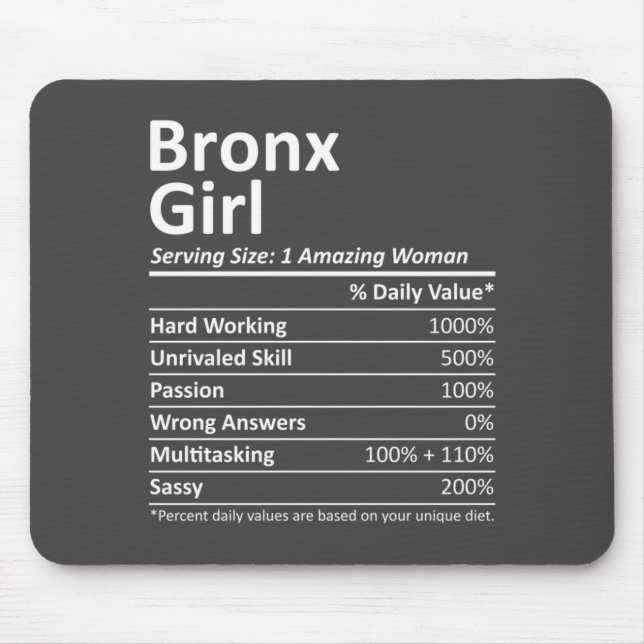Bronx Girl Ny New York Funny City Home Roots Usa G Mouse Mat (Front)