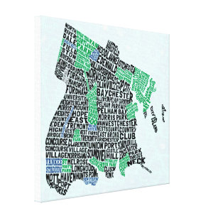 Bronx New York City Typography Map Canvas Print