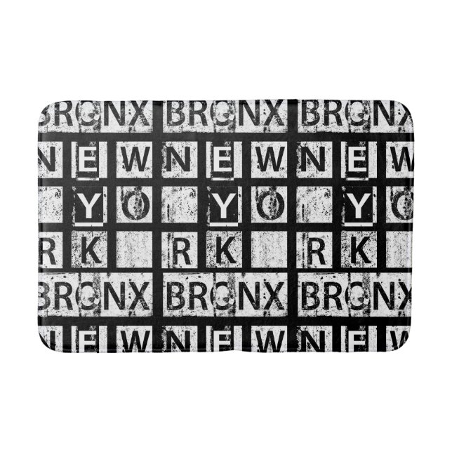 Bronx New York | Grunge Typography Bath Mat (Front)