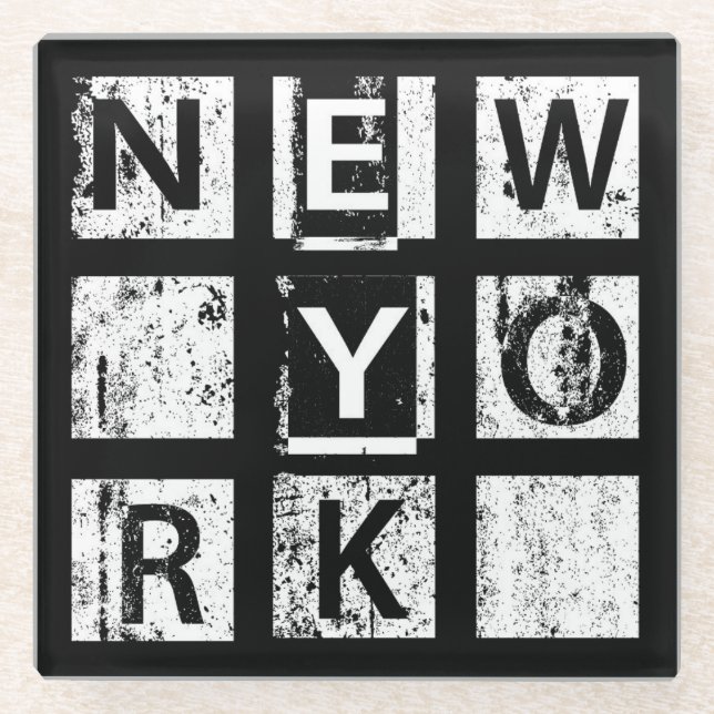 Bronx New York | Grunge Typography Glass Coaster (Front)