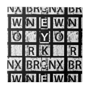 Bronx New York Grunge Typography Tile