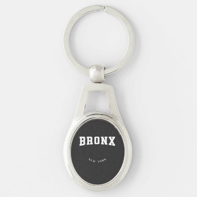 Bronx New York White Key Ring (Front)