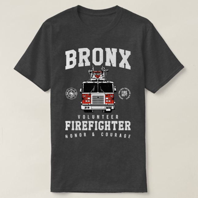 Bronx Volunr Firefighter Red Fire Pump Fire Hydran T-Shirt (Design Front)