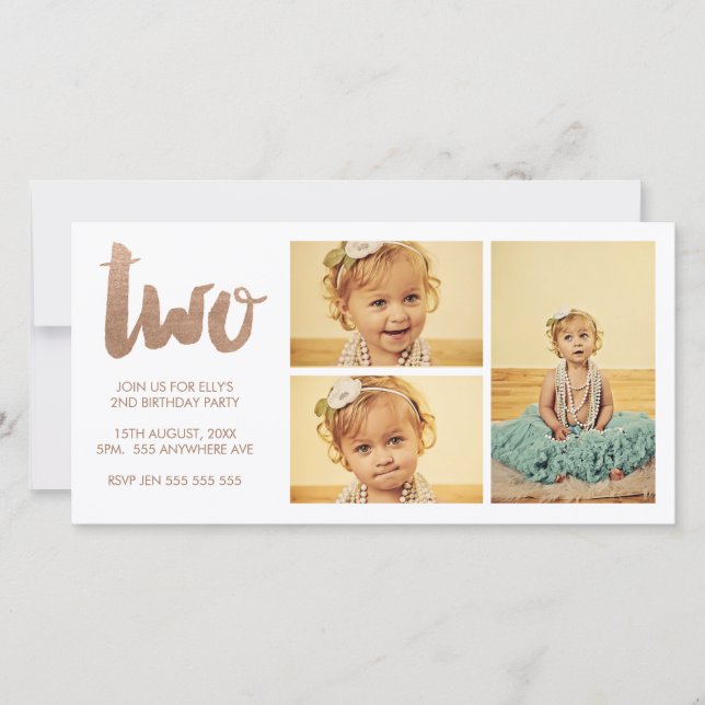 Bronze 2nd Birthday White 3 Frame Photocard (Front)