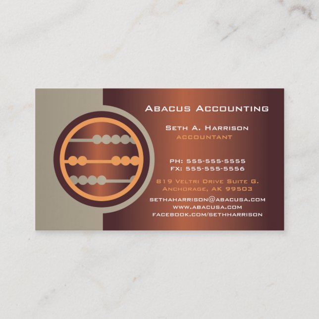 Bronze Abacus Accounting Business Cards (Front)