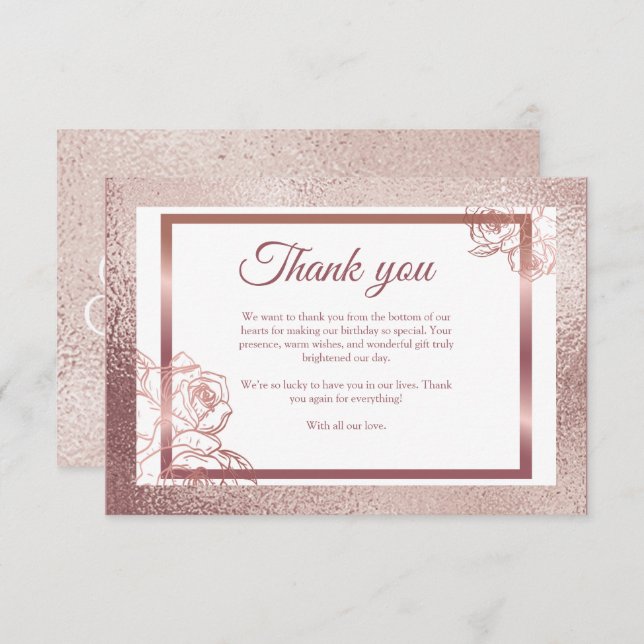  Bronze Adult Double Joint twin birthday   Thank You Card (Front/Back)