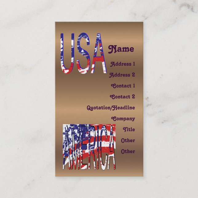 Bronze American USA Create Your Own Business Card (Front)