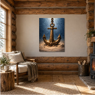Bronze Anchor Underwater Ocean Poster