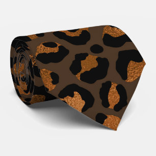 Bronze and Black Leopard Print Tie