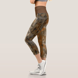 Bronze and Copper Marble Abstract Capri Leggings