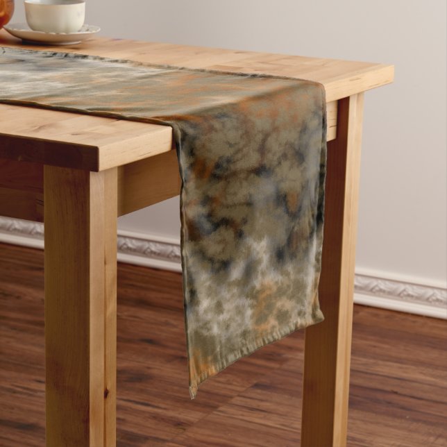 Bronze and Copper Marble Abstract Short Table Runner (In Situ)