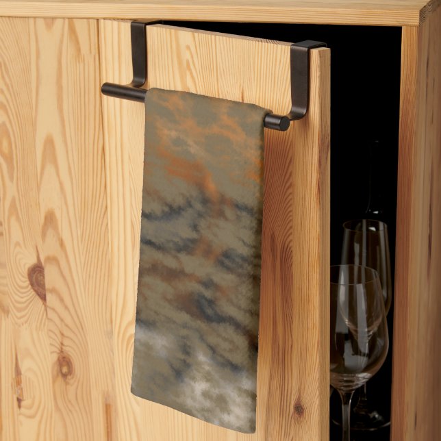 Bronze and Copper Marble Abstract Tea Towel (Thirds Fold)