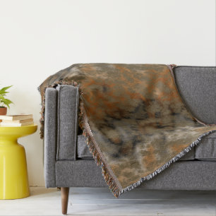 Bronze and Copper Marble Abstract Throw Blanket